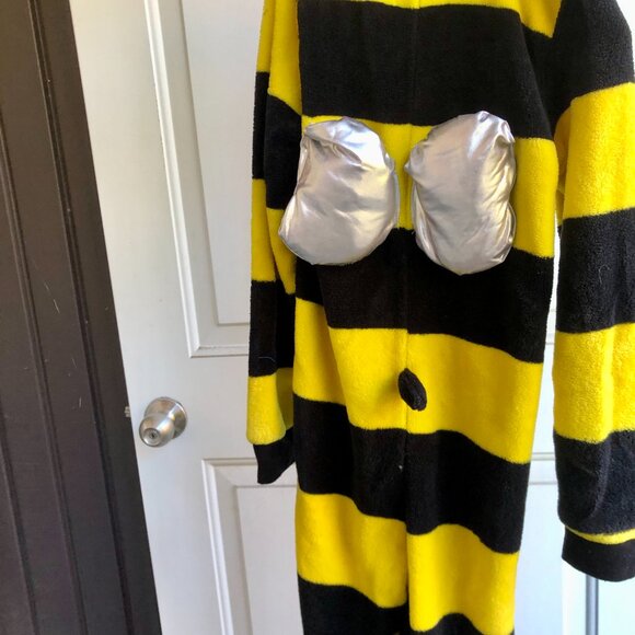 🐝 FUNTIME Bee Halloween Costume Kids Size M 10-12 yo Fleece Jumpsuit Pajamas - Picture 7 of 9